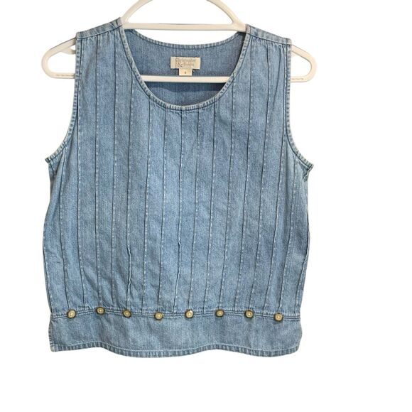 Christopher & Banks Tops - Christopher & Banks Womens Denim Pleated Button Detail Western Shirt S Festival